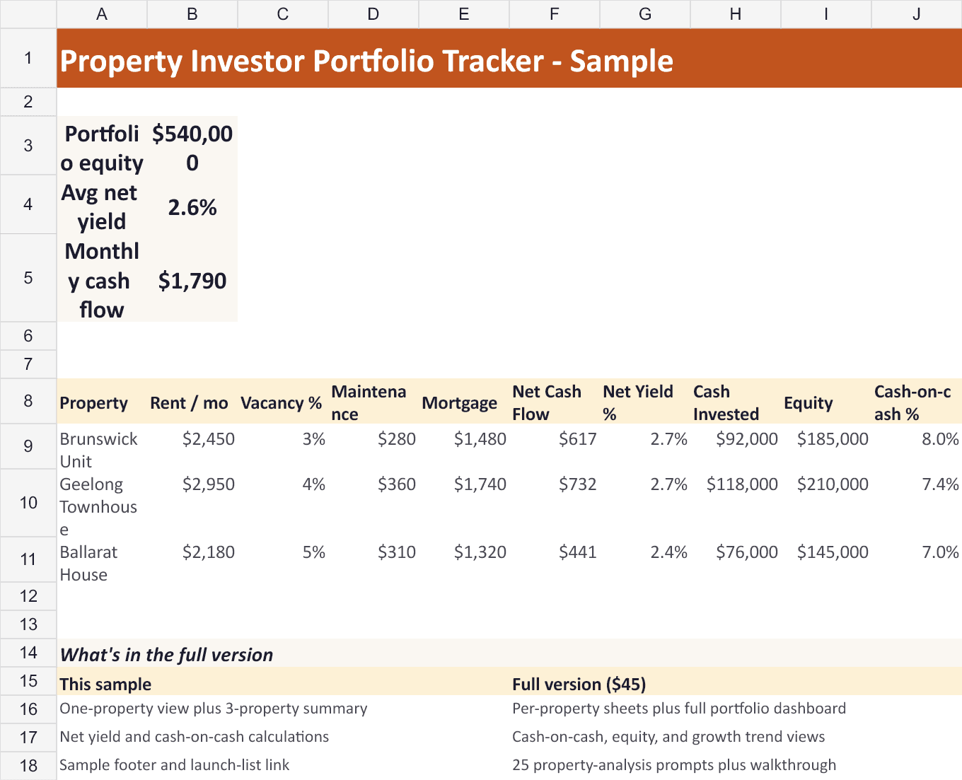 Property Investor Portfolio Tracker screenshot preview